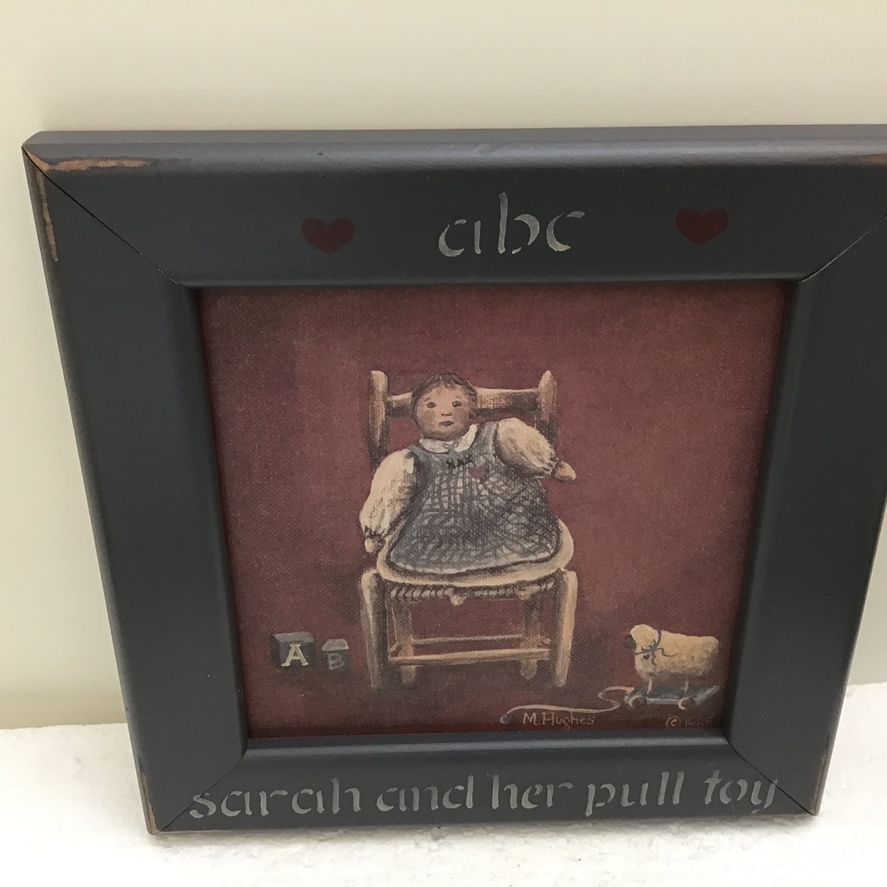 Framed Print by Mary Hughes, PA Scratch and her Pull Toy Home Children Farmhouse